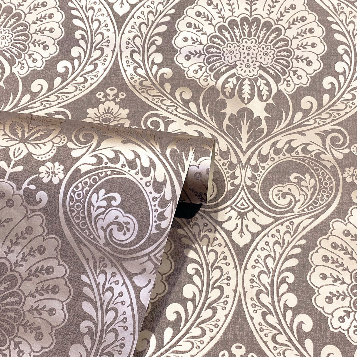 Berenice Rose Gold Luxe Rose Gold by Arthouse Damask Wallpaper- Brewster Home Fashions AH906605