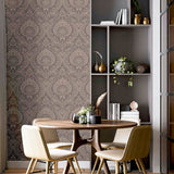 Berenice Rose Gold Luxe Rose Gold by Arthouse Damask Wallpaper- Brewster Home Fashions AH906605