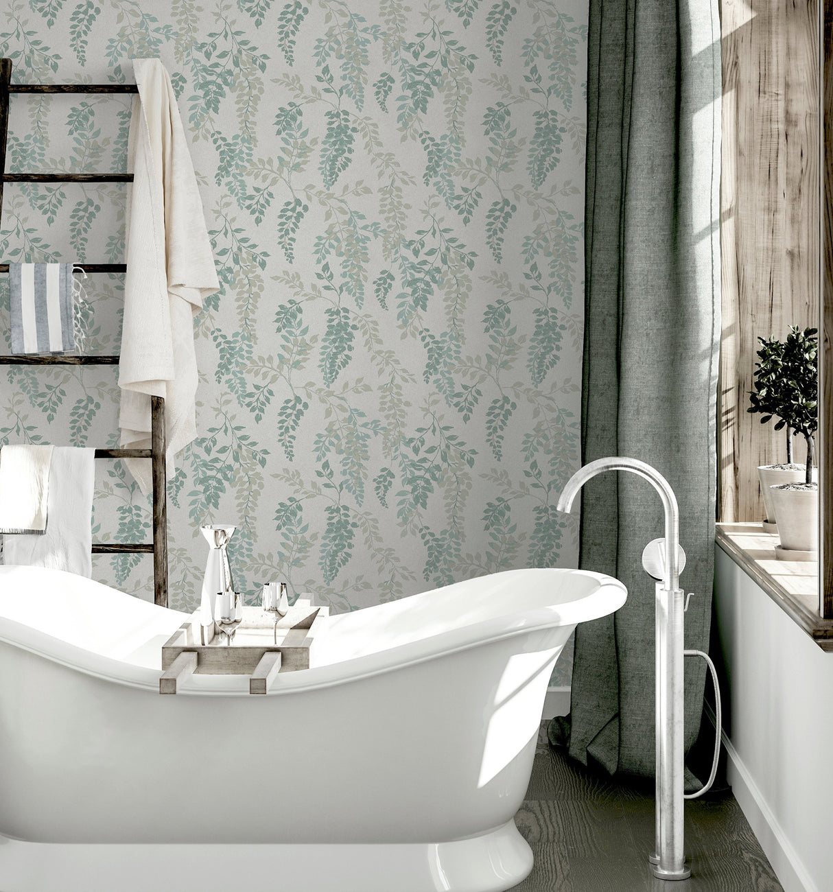 Manami Green Wisteria by Arthouse Botanical Wallpaper – Brewster Home Fashions AH907005