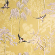 Arthouse Asuka Yellow Sparrow Forest Wallpaper roll and room view