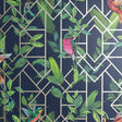 Thelma Navy Tropical Deco Wallpaper by Arthouse with birds and geometric trellis