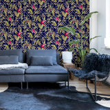 Thelma Navy by Arthouse Tropical Deco Wallpaper – Brewster Home Fashions AH908003