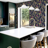 Thelma Navy by Arthouse Tropical Deco Wallpaper – Brewster Home Fashions AH908003