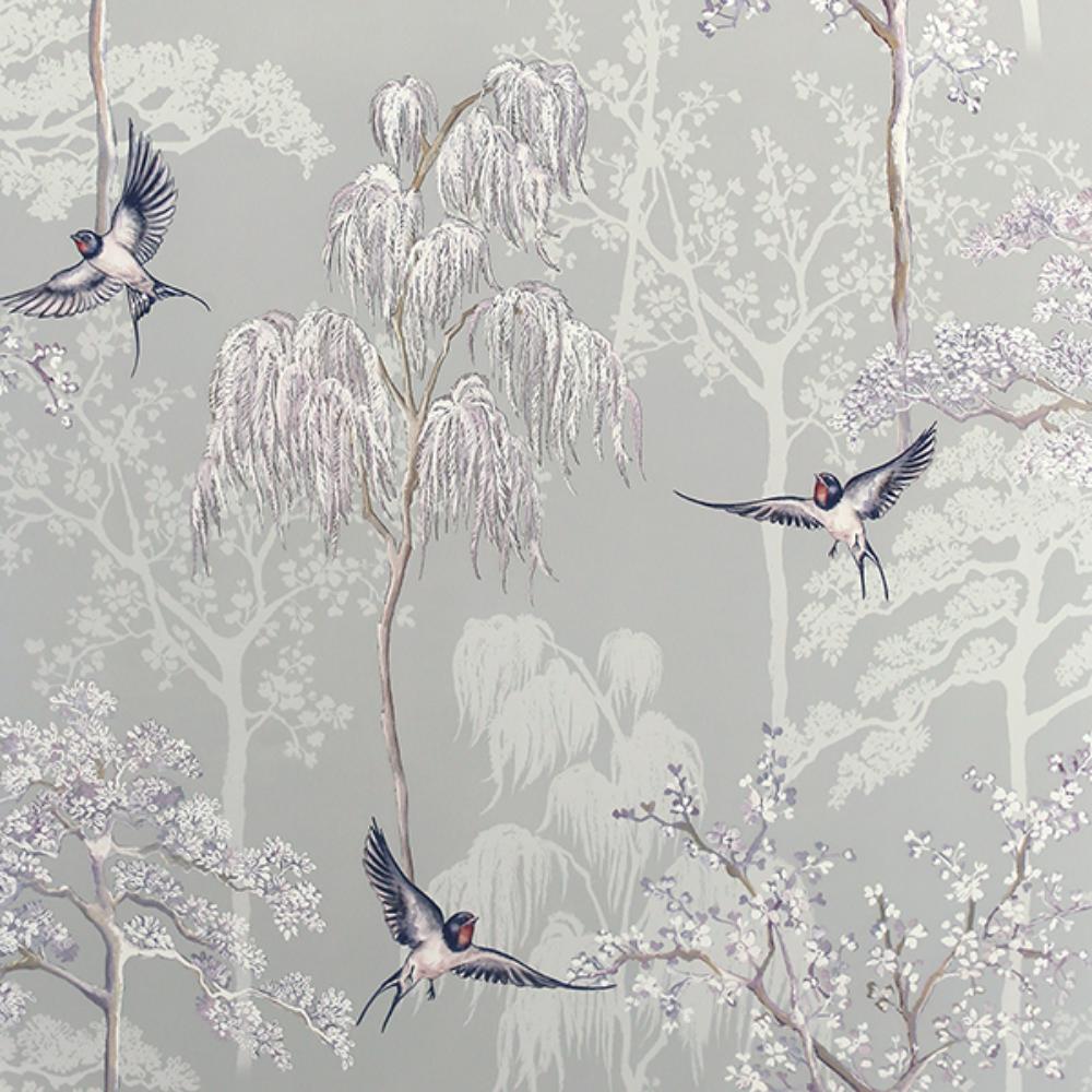 Asuka Grey Sparrow Forest Wallpaper by Arthouse for Brewster, roll AH908105