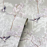 Asuka Grey by Arthouse Sparrow Forest Wallpaper – Brewster Home Fashions AH908105