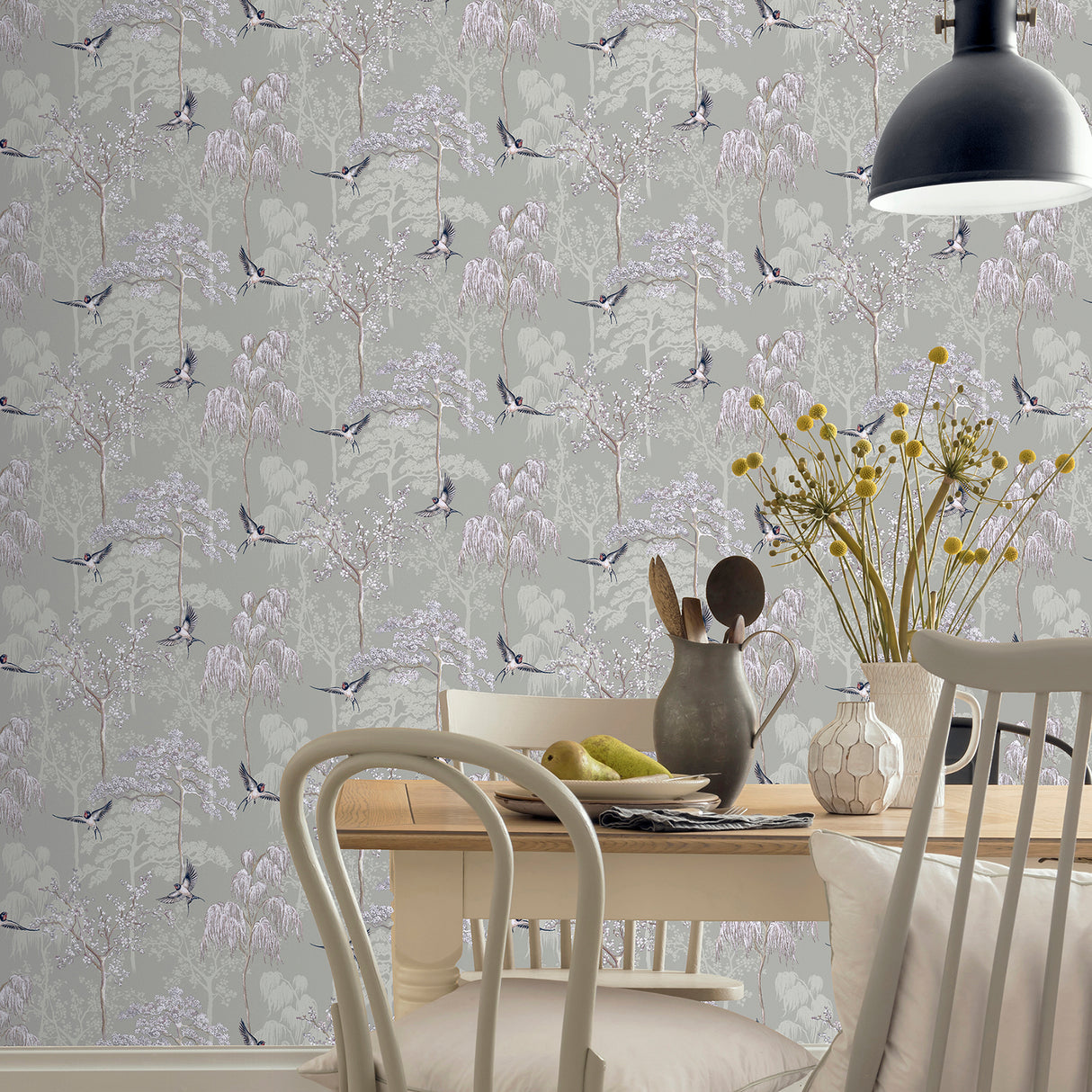 Asuka Grey by Arthouse Sparrow Forest Wallpaper – Brewster Home Fashions AH908105