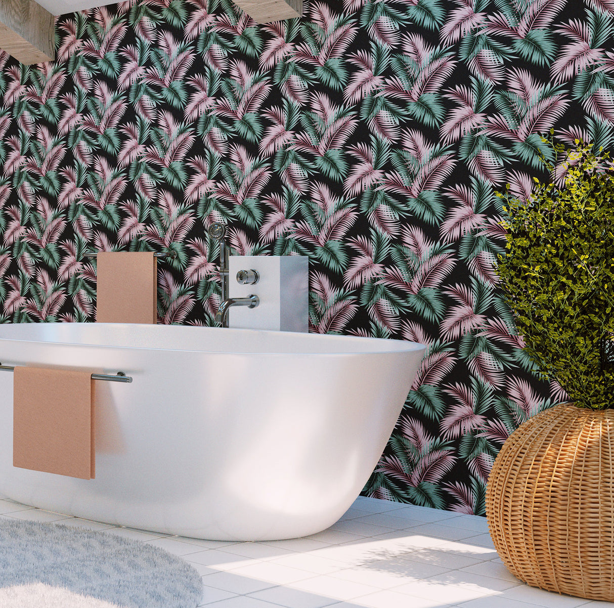 Eliza Sea Green by Arthouse Palm Fronds Wallpaper- Brewster Home Fashions AH908308