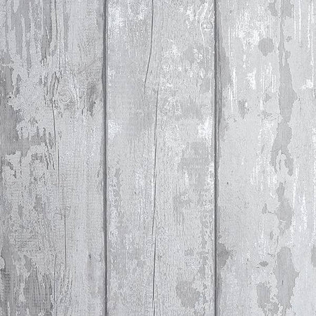 Ambrose Grey Wood Plank Wallpaper room scene