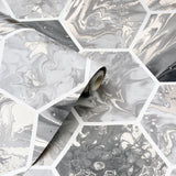 Marlon Charcoal by Arthouse Hexagon Tiles Wallpaper – Brewster Home Fashions AH908502