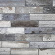 Wallace Grey Wood Tile wallpaper with rustic wood plank tile design