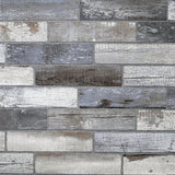 Wallace Grey Wood Tile wallpaper with rustic wood plank tile design