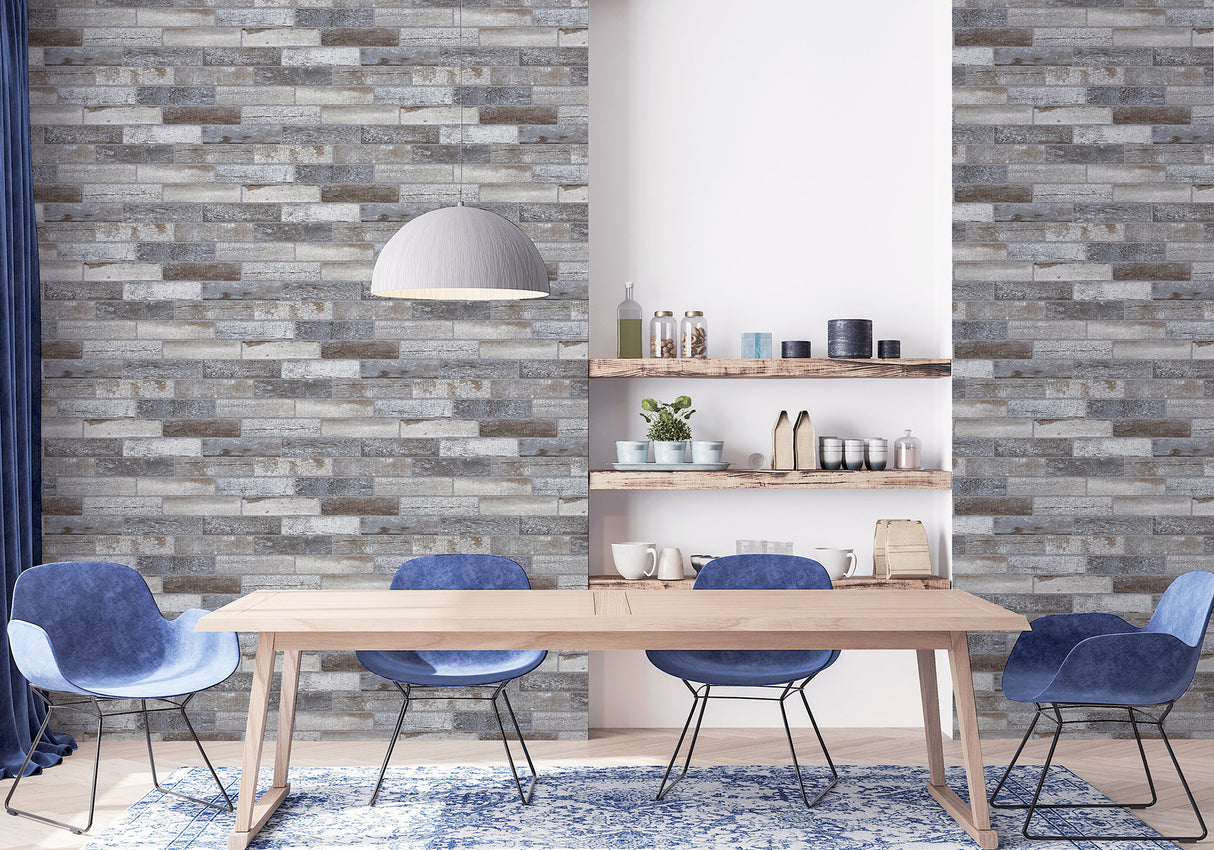 Wallace Grey by Arthouse Wood Tile Wallpaper- Brewster Home Fashions AH908908
