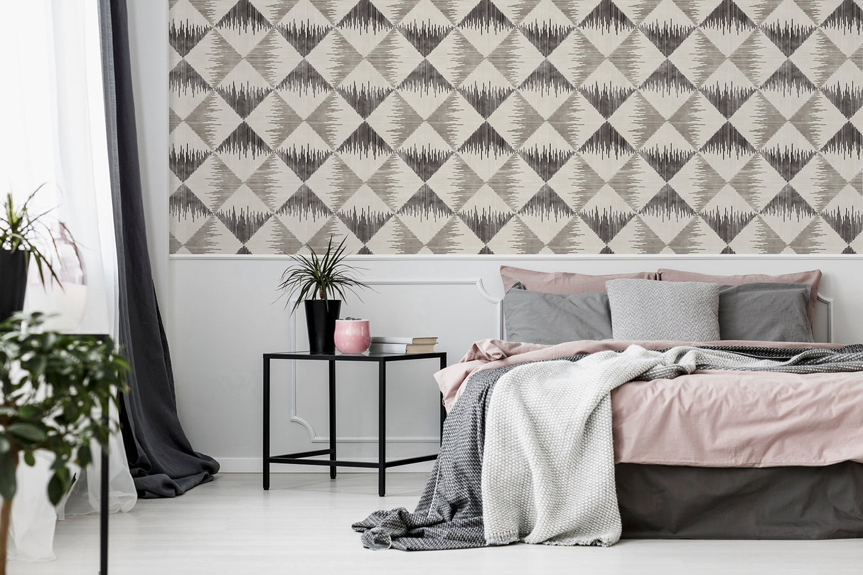 Reuben Grey by Arthouse Ikat Geometric Wallpaper – Brewster Home Fashions AH909401