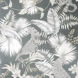 Maude Neutral Tropical Wallpaper by Arthouse with leopards and tropical leaves in grey neutrals.