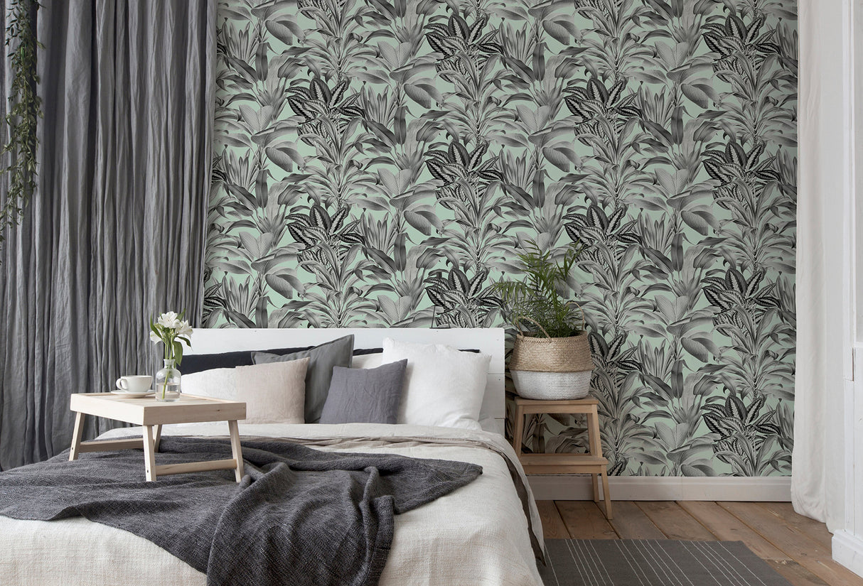Alice Mint Greenhouse by Arthouse Botanical Wallpaper – Brewster Home Fashions AH909500