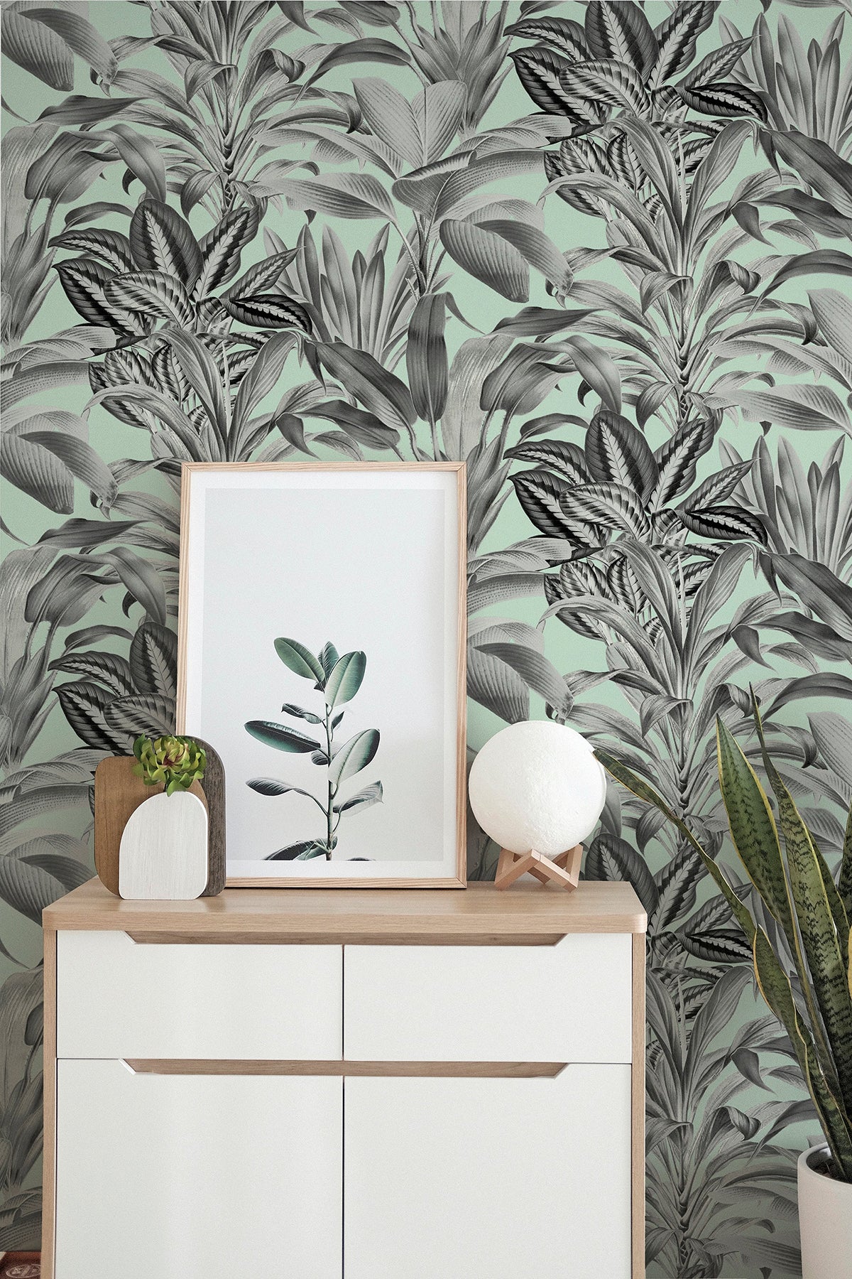 Alice Mint Greenhouse by Arthouse Botanical Wallpaper – Brewster Home Fashions AH909500