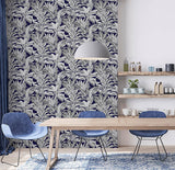 Alice Navy Greenhouse by Arthouse Botanical Wallpaper – Brewster Home Fashions AH909501