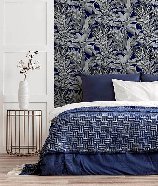 Alice Navy Greenhouse by Arthouse Botanical Wallpaper – Brewster Home Fashions AH909501