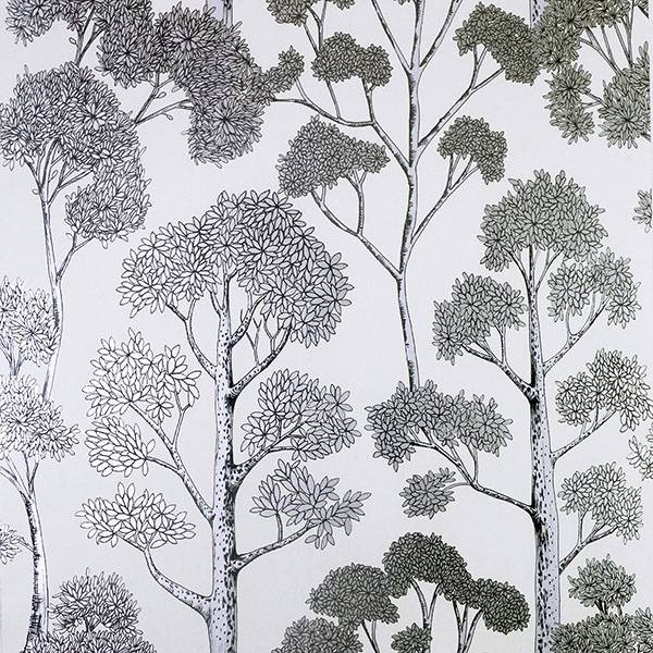 Blanche Silver Trees wallpaper in silver by Arthouse