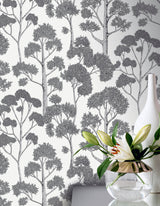 Blanche Silver Trees by Arthouse Botanical Wallpaper – Brewster AH909505