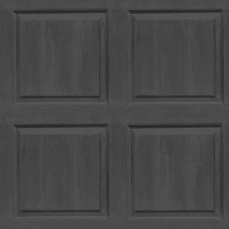 Bellamy Charcoal Wooden Panel Wallpaper sample close-up