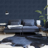 Bellamy Navy by Arthouse Wooden Panel Wallpaper – Brewster Home Fashions AH909601