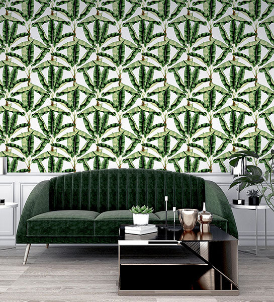 Musa Green by Arthouse Palm Tree Wallpaper – Brewster Home Fashions AH909604