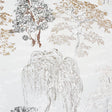 Arthouse Midori Neutral Trees Wallpaper detail with metallic accents