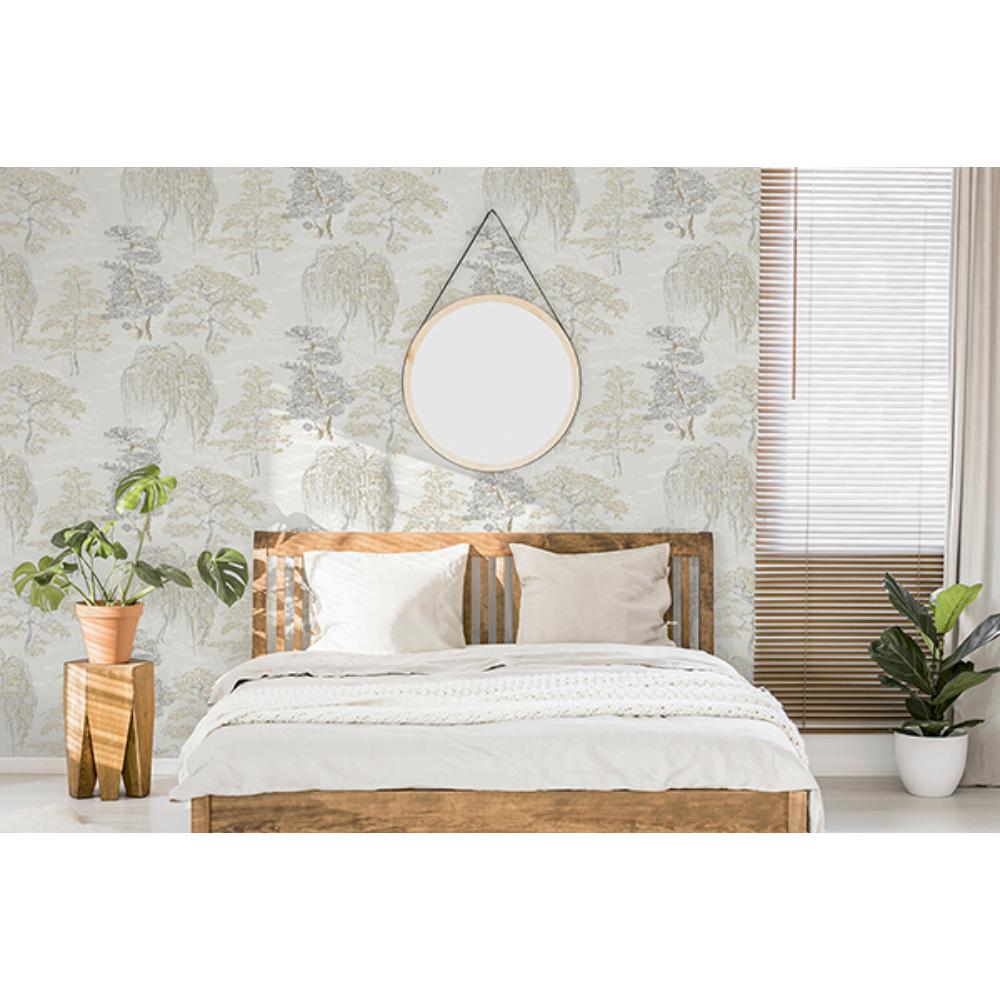 Midori Neutral by Arthouse Trees Wallpaper – Brewster Home Fashions AH909605