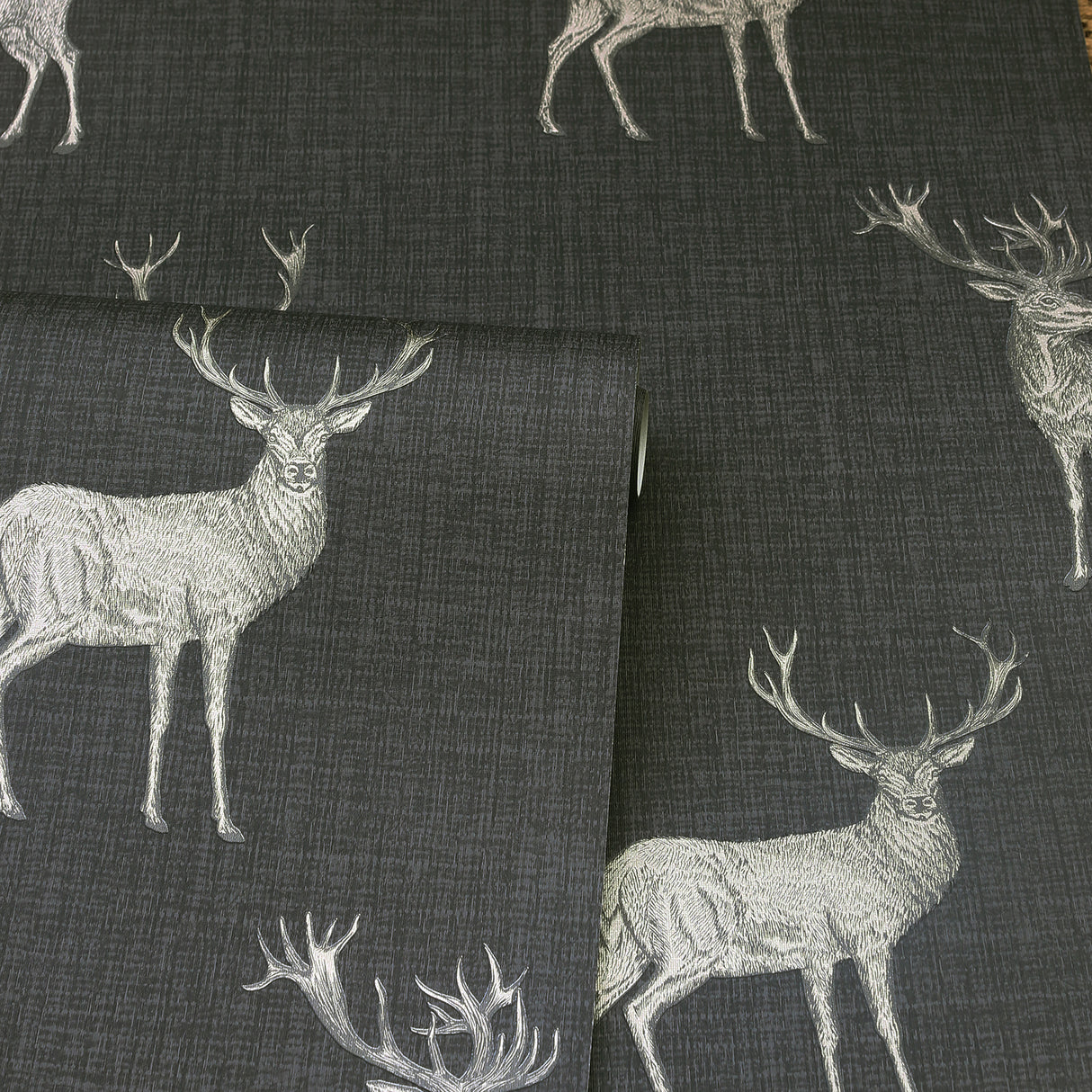 Hank Charcoal by Arthouse Stag Wallpaper – Brewster Home Fashions AH909607