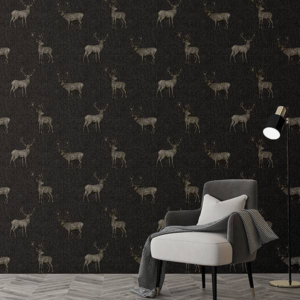 Hank Charcoal by Arthouse Stag Wallpaper – Brewster Home Fashions AH909607