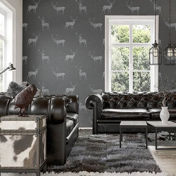 Hank Grey by Arthouse Stag Wallpaper – Brewster Home Fashions AH909608