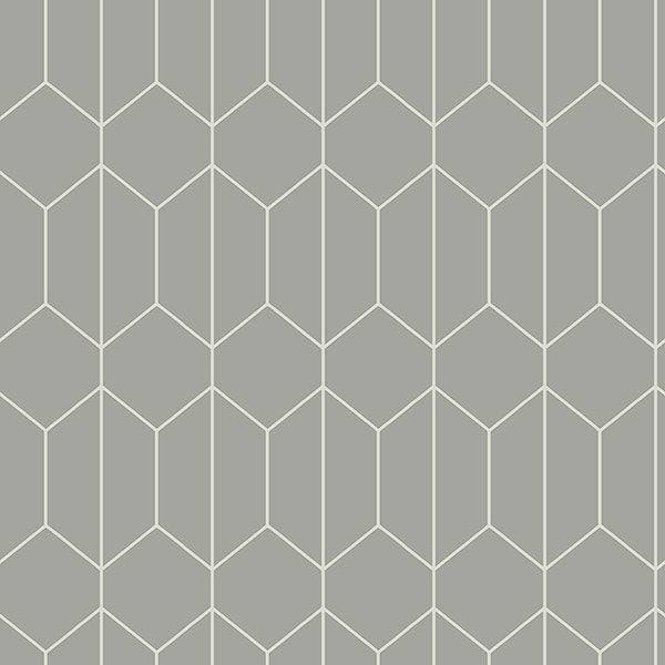 Orson Grey Trellis Wallpaper roll and geometric pattern