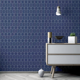 Orson Navy Trellis by Arthouse Geometric Wallpaper – Brewster Home Fashions AH909702