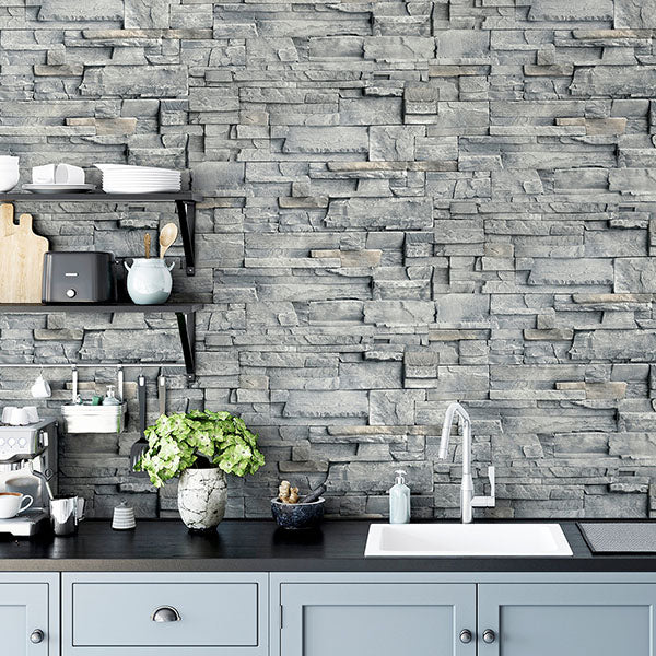 Cornell Grey by Arthouse Slate Wall Wallpaper- Brewster AH909704