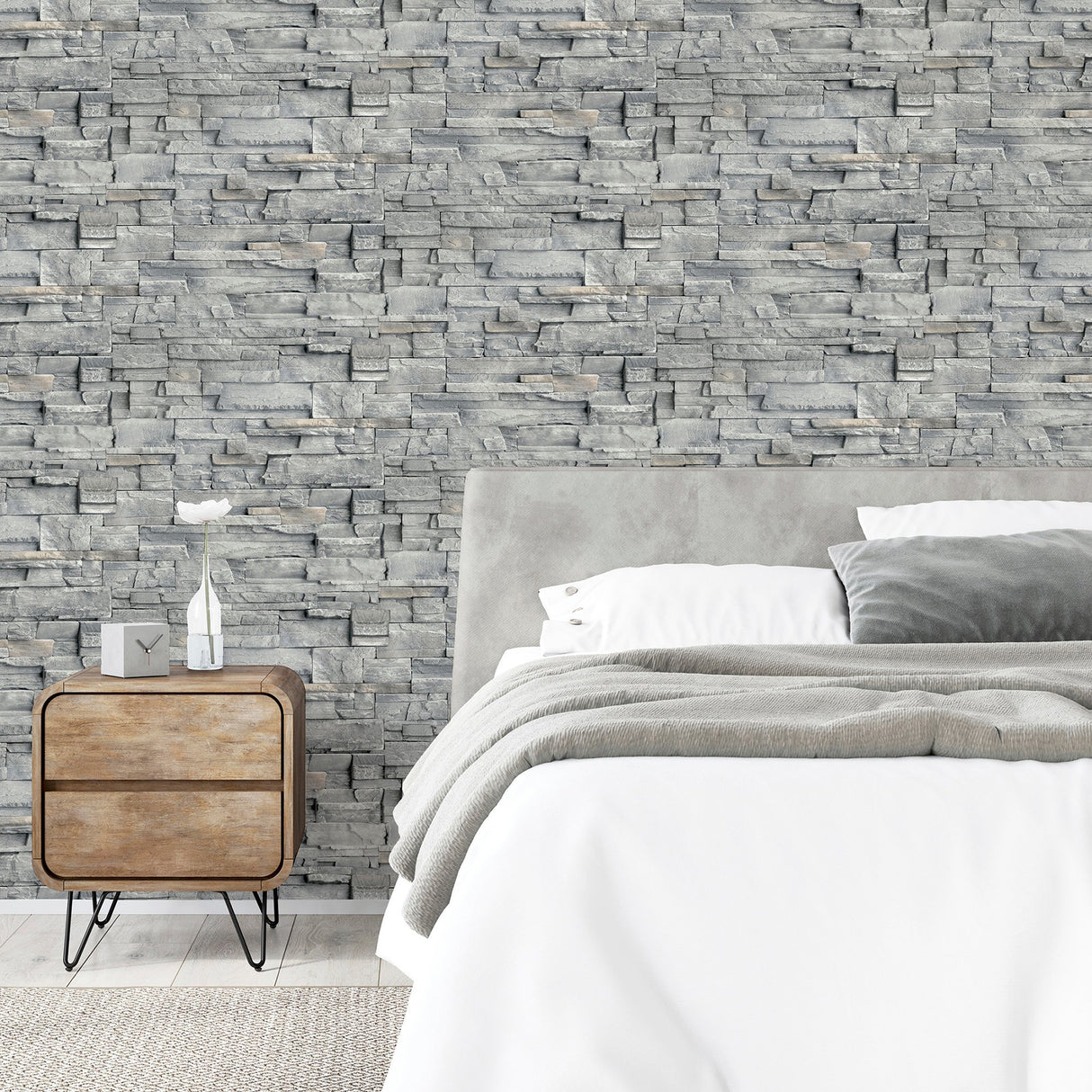 Cornell Grey by Arthouse Slate Wall Wallpaper- Brewster AH909704