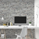Cornell Grey by Arthouse Slate Wall Wallpaper- Brewster AH909704