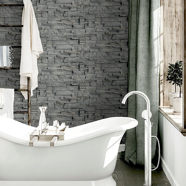 Cornell Grey by Arthouse Slate Wall Wallpaper- Brewster AH909704