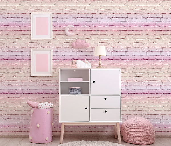 Winifred Pink by Arthouse Ombre Brick Wallpaper – Brewster Home Fashions AH909706