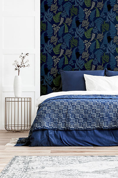 Jerome Blue by Arthouse Botanical Wallpaper – Brewster Home Fashions AH909800