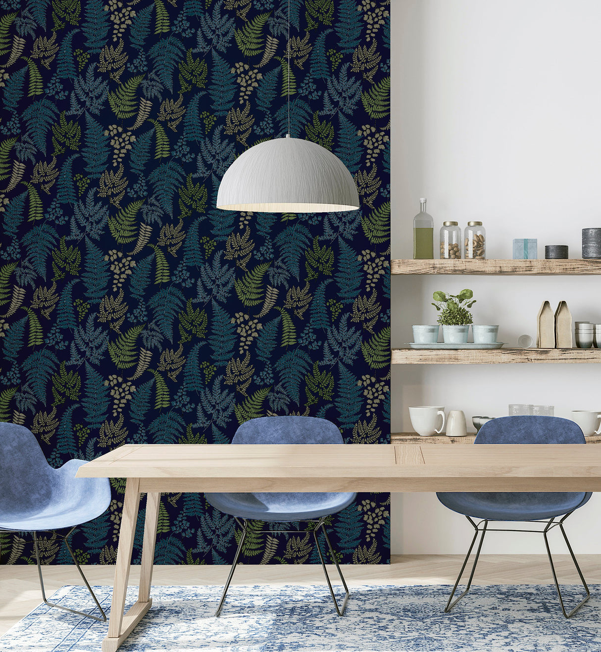 Jerome Blue by Arthouse Botanical Wallpaper – Brewster Home Fashions AH909800