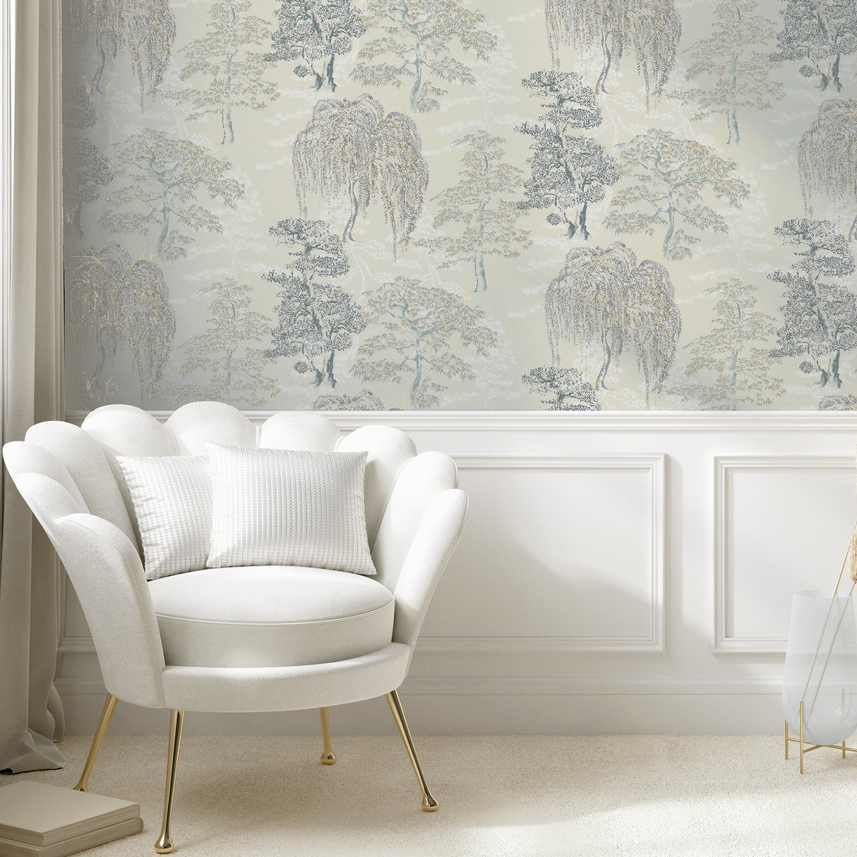 Midori Grey by Arthouse Trees Wallpaper- Brewster Home Fashions AH909809