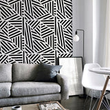 Oswald Black by Arthouse Striped Geometric Wallpaper- Brewster Home Fashions AH910004
