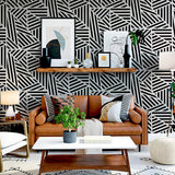 Oswald Black by Arthouse Striped Geometric Wallpaper- Brewster Home Fashions AH910004
