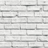 Abner White Brick Wallpaper roll with realistic white-painted brick pattern by Arthouse