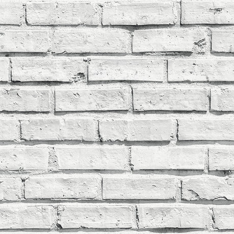 Abner White Brick Wallpaper roll with realistic white-painted brick pattern by Arthouse