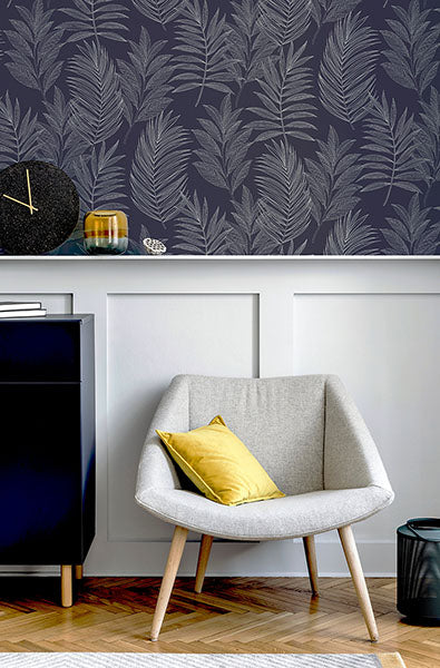 Theodore Navy by Arthouse Frond Wallpaper- Brewster Home Fashions AH921205