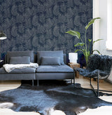 Theodore Navy by Arthouse Frond Wallpaper- Brewster Home Fashions AH921205