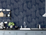 Theodore Navy by Arthouse Frond Wallpaper- Brewster Home Fashions AH921205