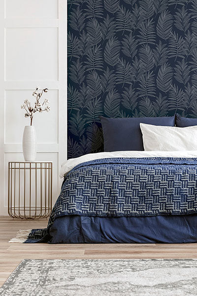 Theodore Navy by Arthouse Frond Wallpaper- Brewster Home Fashions AH921205